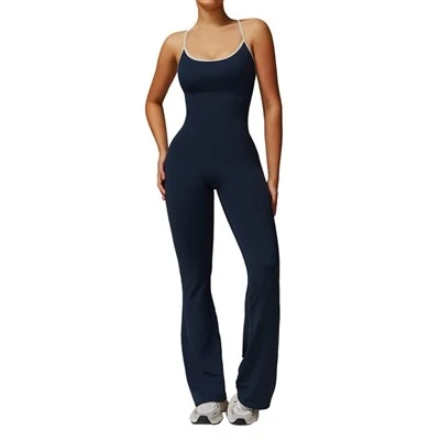 Nude Cross Back Yoga One-pièce avec un petit plis