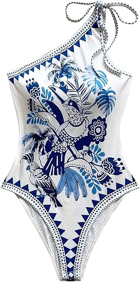 Graphique tropical des femmes One épaule BodySuit Boho Boho Boho Boho